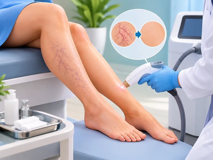 Trattamento laser dei capillari delle gambe (teleangectasie) — studio del Dott. Valle a Genova