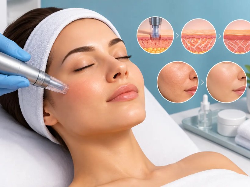 Trattamento di microneedling sul viso per la qualità della pelle — studio del Dott. Valle a Genova